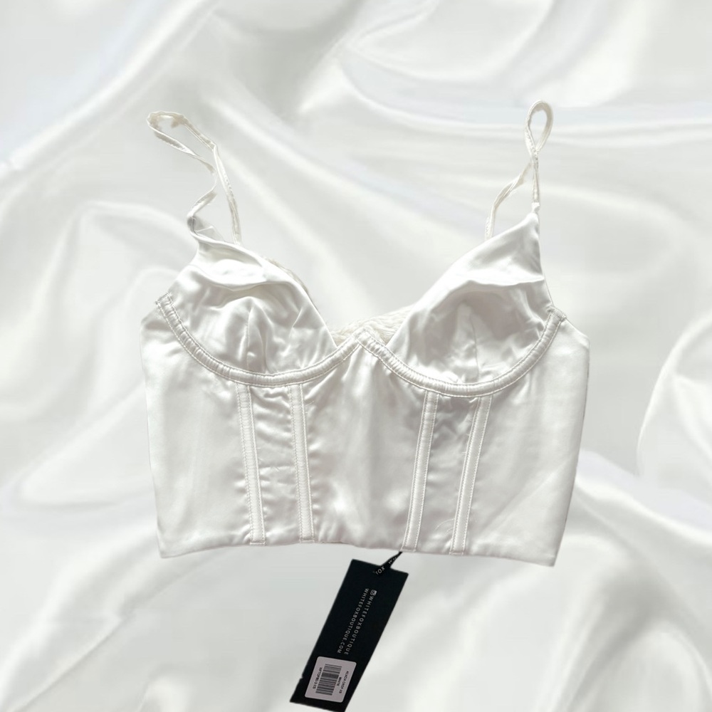 White Fox Satin Bustier Top size XS